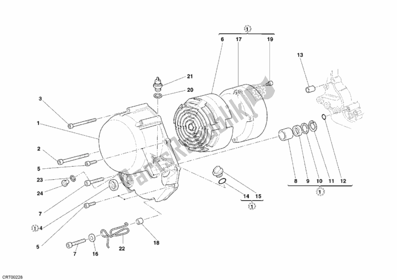 Toutes les pièces pour le Couvercle D'embrayage du Ducati Monster 620 Dark 2005